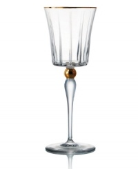Handcrafted in premium Rogaska crystal, Elmsford goblets embody the luxe sophistication of Trump Home. Delicate cuts and touches of gold add elegant flair to formal entertaining. Handcrafted in premium Rogaska crystal, Elmsford goblets embody the luxe sophistication of Trump Home. Delicate cuts and touches of gold add elegant flair to formal entertaining.