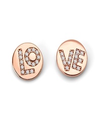 Two come together as one on this heartfelt pair of rose gold vermeil and sterling earrings from Crislu. Accented by delicate cubic zirconia stones, the discs spell L-O-V-E.