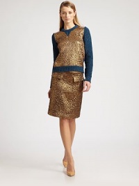 Lustrous metallic brocade, finished with two front flap pockets.Flap patch pocketsBack zipAbout 20 long48% wool/29% silk/12% polyester/11% polyamideDry cleanMade in Italy of imported fabricModel shown is 5'10 (177cm) wearing US size 4. Lustrous metallic brocade, finished with two front flap pockets.Flap patch pocketsBack zipAbout 20 long48% wool/29% silk/12% polyester/11% polyamideDry cleanMade in Italy of imported fabricModel shown is 5'10 (177cm) wearing US size 4.