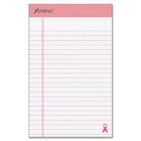 Ampad® 20078 Breast Cancer Awareness Pads, Lgl/Wide Rule, 5x8, Pink, 6 50-Sheet Pads/pk
