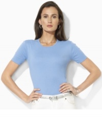 Crafted from soft, fine-ribbed cotton, this Lauren by Ralph Lauren classic crewneck tee exudes iconic style with Ralph Lauren's signature LRL monogram at the chest. Crafted from soft, fine-ribbed cotton, this Lauren by Ralph Lauren classic crewneck tee exudes iconic style with Ralph Lauren's signature LRL monogram at the chest.