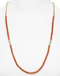 Basic yet bold. Let MICHAEL Michael Kors lend every look a colorful touch with this simple strand of coral beads, accented by sparkling gold plated stations. Basic yet bold. Let MICHAEL Michael Kors lend every look a colorful touch with this simple strand of coral beads, accented by sparkling gold plated stations.