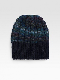 Hand-painted skull cap, cable knitted from baby alpaca with a ribbed trim.AlpacaSpot cleanMade in USA Hand-painted skull cap, cable knitted from baby alpaca with a ribbed trim.AlpacaSpot cleanMade in USA