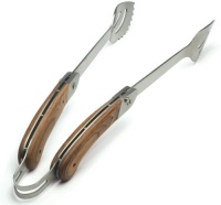 Charcoal Companion Explorer Stainless-Steel Grilling Tongs with Folding Rosewood Handles Charcoal Companion Explorer Stainless-Steel Grilling Tongs with Folding Rosewood Handles