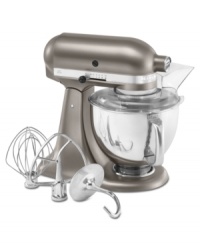 Build a better kitchen with the KitchenAid Architect tilt-head stand mixer. This kitchen classic is updated with a new, sleek cocoa-silver finish and features 10 speeds of professional mixing power to help you tackle every task with epicurean enthusiasm -- from kneading to whipping to mixing and beyond. One-year warranty. Model KSM150APSCS. Qualifies for Rebate