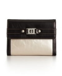 This elegant wallet has what it takes to keep you organized the whole day through. This two-tone design from Giani Bernini features a functional interior and totable size. This elegant wallet has what it takes to keep you organized the whole day through. This two-tone design from Giani Bernini features a functional interior and totable size.