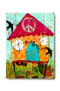 Bring Peace Home 18x24 Limited-Edition Artistic Planked Wood Sign by Cindy Wunsch Bring Peace Home 18x24 Limited-Edition Artistic Planked Wood Sign by Cindy Wunsch