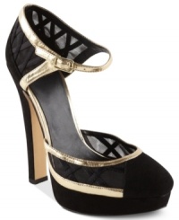 Sexy mesh detailing combined with the shiny golden trim makes the Faroness platform sandals by Truth or Dare a shimmering must-have for your most memorable evenings. Sexy mesh detailing combined with the shiny golden trim makes the Faroness platform sandals by Truth or Dare a shimmering must-have for your most memorable evenings.