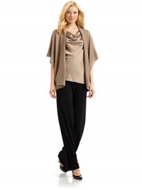 THE LOOKOpen-front styleFold-over collar¾ kimono sleevesTHE FITAbout 28 from shoulder to hemTHE MATERIAL55% silk/45% cashmereCARE & ORIGINDry cleanImportedModel shown is 5'11 (180cm) wearing US size Snmall. THE LOOKOpen-front styleFold-over collar¾ kimono sleevesTHE FITAbout 28 from shoulder to hemTHE MATERIAL55% silk/45% cashmereCARE & ORIGINDry cleanImportedModel shown is 5'11 (180cm) wearing US size Snmall.