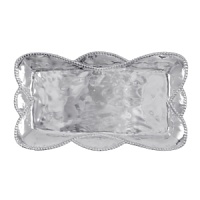 Shaped by hand of durable recycled aluminum, this striking dish from Mariposa is detailed with a softly textured finish and beaded edges for a look that's at once organic and refined. Shaped by hand of durable recycled aluminum, this striking dish from Mariposa is detailed with a softly textured finish and beaded edges for a look that's at once organic and refined.