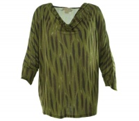 Michael Kors Women's Draped Neck Shirt Tarragon 2X Michael Kors Women's Draped Neck Shirt Tarragon 2X