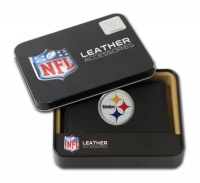 NFL Pittsburgh Steelers Embroidered Trifold Leather Wallet NFL Pittsburgh Steelers Embroidered Trifold Leather Wallet