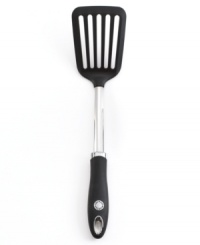 A model of comfort in your hand and indispensable for nearly every meal, this turner has a row of slots to drain away oil as you gracefully flip burgers and more. Limited lifetime warranty. A model of comfort in your hand and indispensable for nearly every meal, this turner has a row of slots to drain away oil as you gracefully flip burgers and more. Limited lifetime warranty.