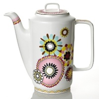 From the fashion house of Missoni, Margherita bone china is decorated with multicolor kaleidoscopic flowers. From the fashion house of Missoni, Margherita bone china is decorated with multicolor kaleidoscopic flowers.