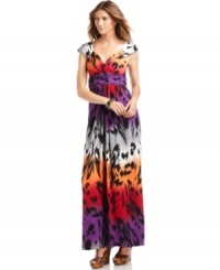 A fiercely chic animal-print maxi dress from NY Collection takes a surprisingly playful turn in a palette of bright colors. The flattering cut and sultry wide neckline ensure that this look always attracts attention. A fiercely chic animal-print maxi dress from NY Collection takes a surprisingly playful turn in a palette of bright colors. The flattering cut and sultry wide neckline ensure that this look always attracts attention.