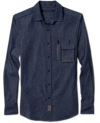 Flap pocket? Zipper pocket? Sean John goes for both-and then puts one on top of the other-in this update of the denim shirt. Flap pocket? Zipper pocket? Sean John goes for both-and then puts one on top of the other-in this update of the denim shirt.