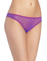 OnGossamer Women's Mesh Bikini Panty, Vivid Violet/raspberry Tart, Large