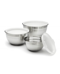 Put your kitchen into the mix. You're equipped to take on any size recipe with 6 nesting stainless steel bowls with steady bases, tall sides and tight-fitting lids to cut down on mess, maximize freshness and provide the ideal space for meal-making. Put your kitchen into the mix. You're equipped to take on any size recipe with 6 nesting stainless steel bowls with steady bases, tall sides and tight-fitting lids to cut down on mess, maximize freshness and provide the ideal space for meal-making.