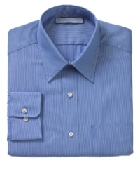 Tommy Hilfiger knows you can never go wrong with this tailored, striped blue button-down. Every guy needs at least one in his wardrobe. Tommy Hilfiger knows you can never go wrong with this tailored, striped blue button-down. Every guy needs at least one in his wardrobe.