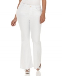 Flaunt a white hot look with Baby Phat's boot cut plus size jeans, defined by a slim fit. (Clearance)