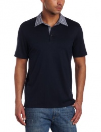 Michael Kors Men's Short Sleeve Woven Collar Polo Shirt Michael Kors Men's Short Sleeve Woven Collar Polo Shirt