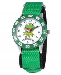 It's not easy being green. Help your kids stay on time with this fun Time Teacher watch from Disney. Featuring Kermit the Frog from The Muppets, the hour and minute hands are clearly labeled for easy reading. It's not easy being green. Help your kids stay on time with this fun Time Teacher watch from Disney. Featuring Kermit the Frog from The Muppets, the hour and minute hands are clearly labeled for easy reading.