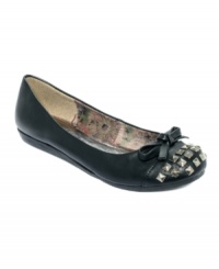 Adorable with all the right details. The Micker flats by Rampage feature dramatic stud detailing and a decorative bow on the toe. Adorable with all the right details. The Micker flats by Rampage feature dramatic stud detailing and a decorative bow on the toe.