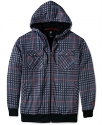 Packed with sherpa lining for a warm and cozy fit, this Univibe hoodie is just what you need this winter. Packed with sherpa lining for a warm and cozy fit, this Univibe hoodie is just what you need this winter.