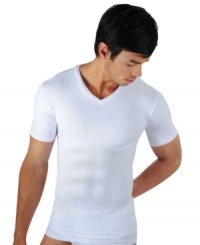 Keep your style close to the chest with this form-fitting v-neck t-shirt from Papi. Keep your style close to the chest with this form-fitting v-neck t-shirt from Papi.