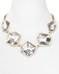 This Robert Lee Morris Soho gold chain necklace features faceted geometric stones, just the kind of sculptural details the designer is most loved for. This Robert Lee Morris Soho gold chain necklace features faceted geometric stones, just the kind of sculptural details the designer is most loved for.