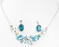 Elegant Multi Colored and Shaped Swarovski Elements Crystal Necklace and Earring Set Blue Aquamarine CYBER WEEK SPECIAL DEAL Elegant Multi Colored and Shaped Swarovski Elements Crystal Necklace and Earring Set Blue Aquamarine CYBER WEEK SPECIAL DEAL