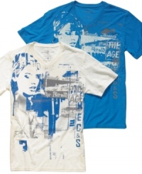Get graphic with this t-shirt from Marc Ecko Cut & Sew. Get graphic with this t-shirt from Marc Ecko Cut & Sew.