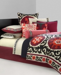 Evoking a traditional look with a modern touch, this Samarkand comforter set from N Natori takes inspiration from the ancient Eastern city of the same name. This Asian-themed set boasts an abstract floral and flourish motif in rich reds and oranges for a statement-making look in the bedroom. Evoking a traditional look with a modern touch, this Samarkand comforter set from N Natori takes inspiration from the ancient Eastern city of the same name. This Asian-themed set boasts an abstract floral and flourish motif in rich reds and oranges for a statement-making look in the bedroom.