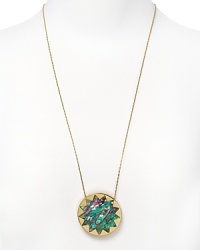 Add a hippie-chic accent to your look with this bold abalone sunburst pendant from House of Harlow 1960. Add a hippie-chic accent to your look with this bold abalone sunburst pendant from House of Harlow 1960.