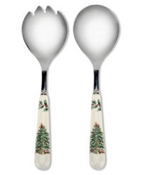 With an historic pattern starring the most cherished symbol of the season, the Christmas Tree salad servers from Spode serveware are a festive gift to holiday dining. With an historic pattern starring the most cherished symbol of the season, the Christmas Tree salad servers from Spode serveware are a festive gift to holiday dining.