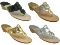Jack Rogers Navajo Mid Wedge Women's Metallic Thong Sandals Jack Rogers Navajo Mid Wedge Women's Metallic Thong Sandals