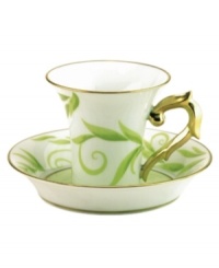 The lushness of flowers and vines, brought to your table. The Bernardaud Frivole after dinner saucer (not shown) boasts a refined pattern and distinctive gold band rim. The lushness of flowers and vines, brought to your table. The Bernardaud Frivole after dinner saucer (not shown) boasts a refined pattern and distinctive gold band rim.
