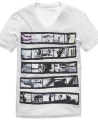 Get style in a snap with this cool graphic tee from Bar III. Get style in a snap with this cool graphic tee from Bar III.