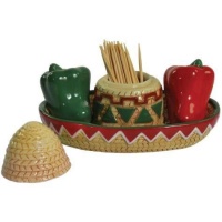 3 inch Fiesta Kitchenware Salt and Pepper Shaker and Toothpick Holder 3 inch Fiesta Kitchenware Salt and Pepper Shaker and Toothpick Holder