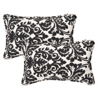 Pillow Perfect Decorative Black/Beige Damask Toss Pillows, Rectangle, 2-Pack Pillow Perfect Decorative Black/Beige Damask Toss Pillows, Rectangle, 2-Pack