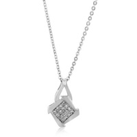Diamond Accented Square Necklace/Pendant in Sterling Silver with 18 Chain Diamond Accented Square Necklace/Pendant in Sterling Silver with 18 Chain