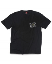 This Quiksilver tee has a cool front and back graphic. This Quiksilver tee has a cool front and back graphic.