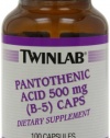 Twinlab Pantothenic Acid (B-5) Caps, 500mg, 100 Capsules (Pack of 3)