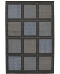 A handsome windowpane pattern in summit blue and black gives this Couristan rug classic appeal. With a flat weave construction woven of recyclable polypropylene, the indoor/outdoor rug is ultradurable and mildew resistant, making it the perfect choice for entryways, patios, mudrooms and beyond. A handsome windowpane pattern in summit blue and black gives this Couristan rug classic appeal. With a flat weave construction woven of recyclable polypropylene, the indoor/outdoor rug is ultradurable and mildew resistant, making it the perfect choice for entryways, patios, mudrooms and beyond.
