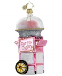 Sugarcoat it. A cotton candy machine that's straight from the county fair is a welcome surprise for everyone around your tree. Painted to perfection, the Christopher Radko ornament features a hot pink hue with glitter accents. Sugarcoat it. A cotton candy machine that's straight from the county fair is a welcome surprise for everyone around your tree. Painted to perfection, the Christopher Radko ornament features a hot pink hue with glitter accents.