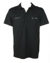 Calvin Klein Mens Dry Refined Slim Slubbed Zipper Polo Shirt