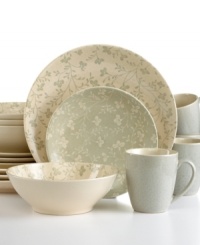 Allover blooms rooted in vintage charm conceal the hardy stoneware of Fresh Flowers dinnerware from Sango. With simple coupe bowls and plates, plus mugs in a complementary shade of gray. Allover blooms rooted in vintage charm conceal the hardy stoneware of Fresh Flowers dinnerware from Sango. With simple coupe bowls and plates, plus mugs in a complementary shade of gray.