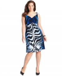 Take a walk on the wild side with Style&co.'s sleeveless plus size dress, featuring an on-trend animal-print!