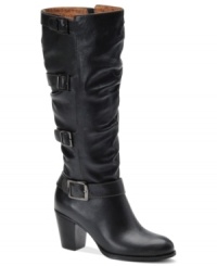 Classic beauty. The Colorado boots by Sofft shoes have a round toe and a several buckled straps that stretch up the vamp. Classic beauty. The Colorado boots by Sofft shoes have a round toe and a several buckled straps that stretch up the vamp.