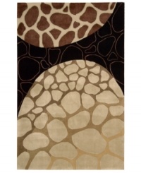 A striking design to accentuate any modern living space. This exotic abstract area rug by Nourison is expertly handmade for premium wool, then hand carved to add dimension, giving texture to the rich hues and amorphous lines of the opposing cobblestone patterns. A striking design to accentuate any modern living space. This exotic abstract area rug by Nourison is expertly handmade for premium wool, then hand carved to add dimension, giving texture to the rich hues and amorphous lines of the opposing cobblestone patterns.